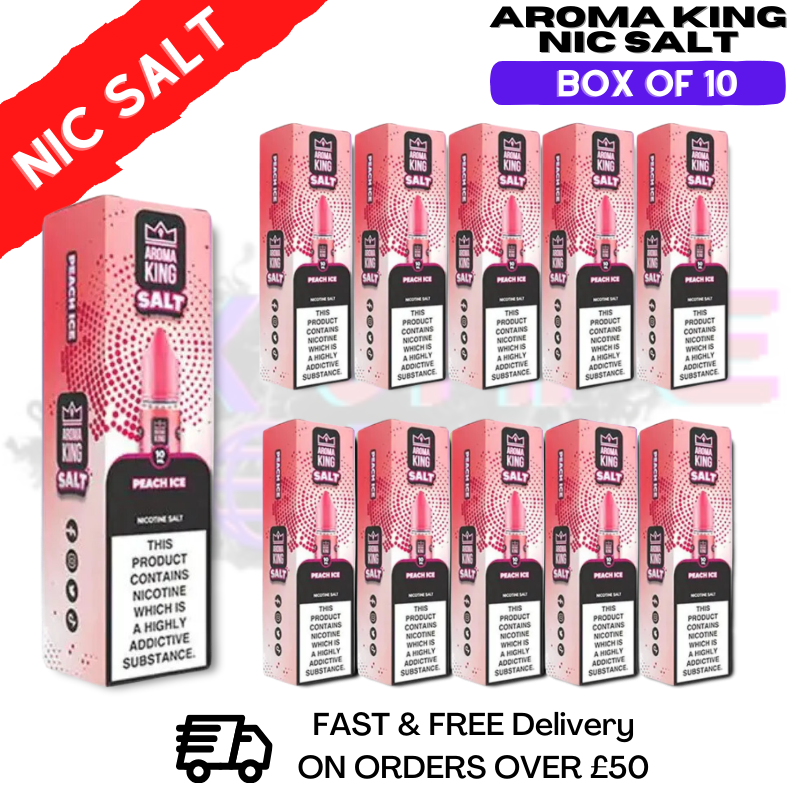 Shop Peach Ice Aroma King Nic Salt Box Of 10 - UK Vape World