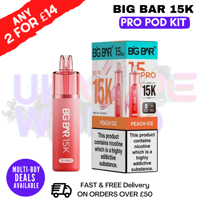 Peach Ice Big Bar 15K Prefilled Pod Kit - £7.89 - ukvapeworld