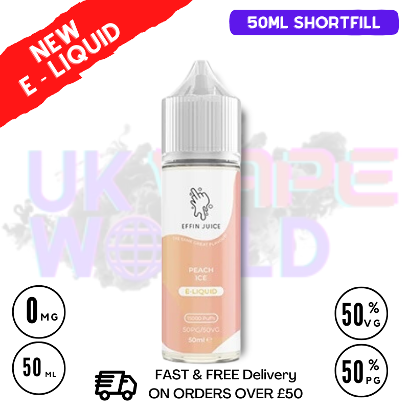 Peach Ice EFFIN Juice 50ML Shortfill Eliquid - ONLY £4.00