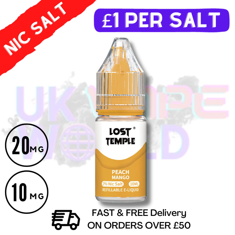 Shop Peach Mango LOST TEMPLE 10ML Nicotine Salt eLiquid - UK Vape World