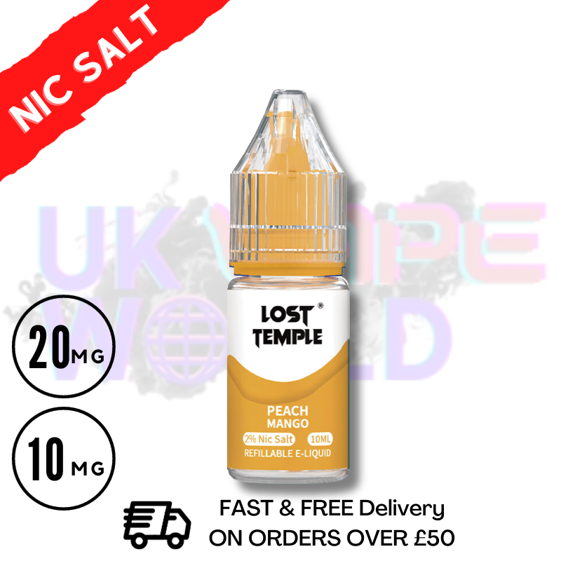 Shop Peach Mango LOST TEMPLE 10ML Nicotine Salt eLiquid - UK Vape World