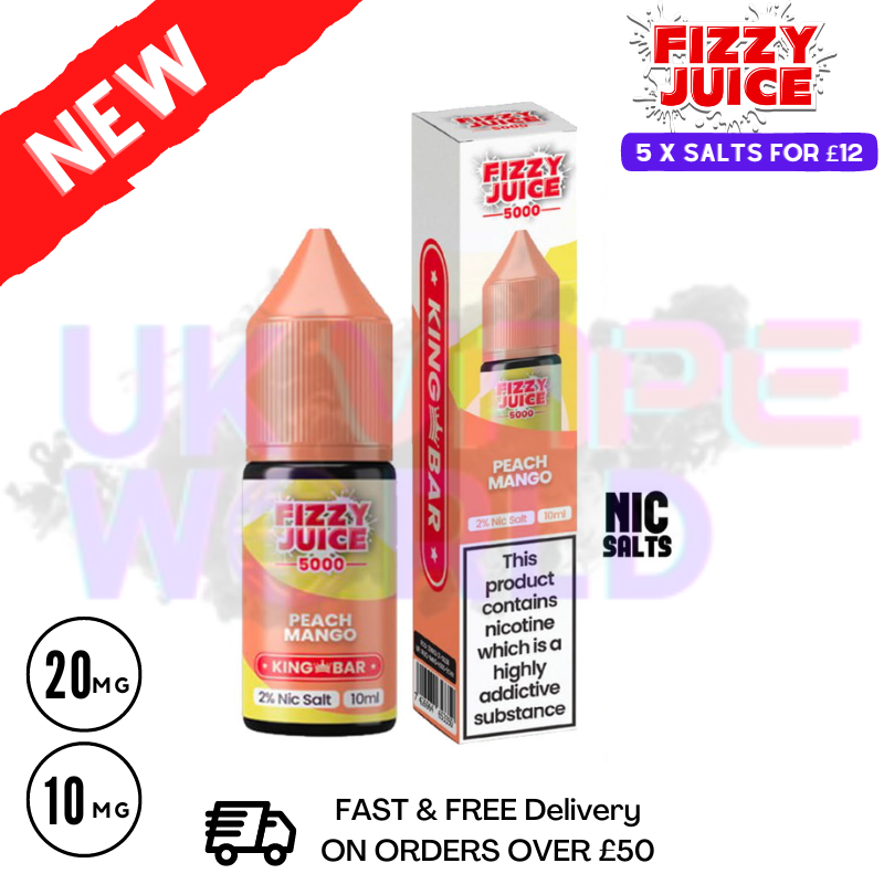 Fizzy Juice 5000 Nic Salt Peach Mango 10ML E-liquid - UK Vape World