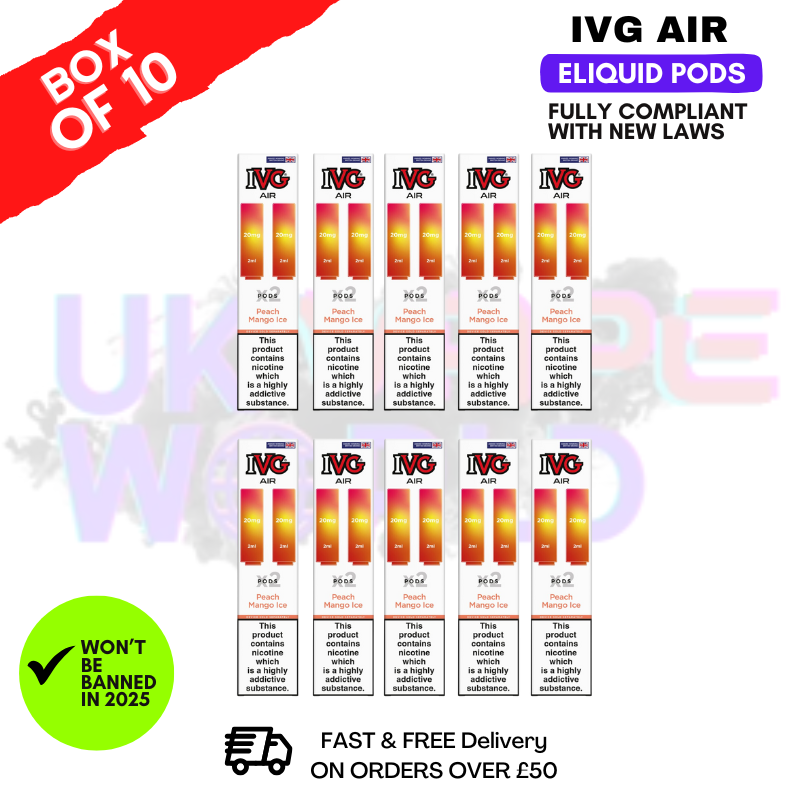Shop Peach Mango ICE IVG AIR Prefilled Pod Box Of 10 - UK Vape World