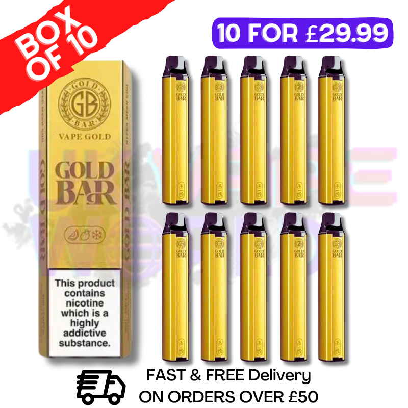 Peach Mango Watermelon - Gold Bar 600Puff Box of 10 - UK Vape World