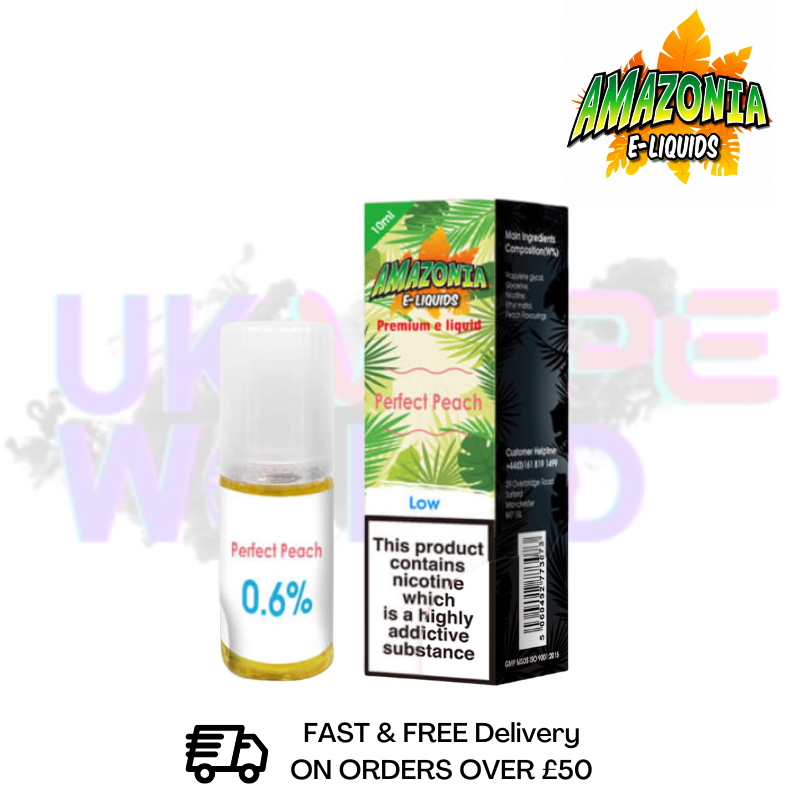 Amazonia 10ml Perfect Peach Eliquid Only £2.99 (PCS) - UK Vapeworld