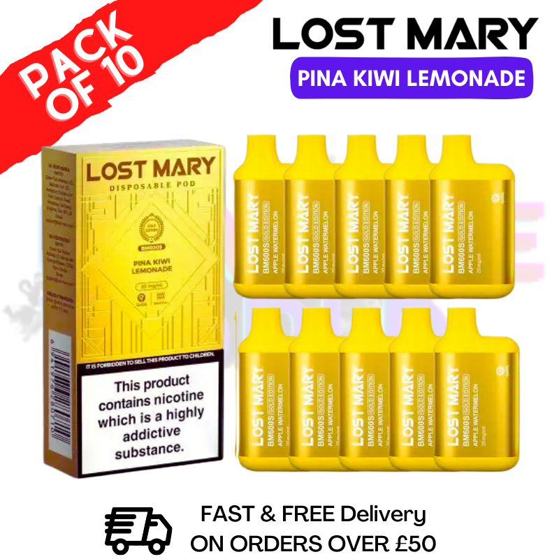 Shop Pina Kiwi Lemonade Gold Lost Mary 600Puff Disposable Pod Kit - UK Vape World