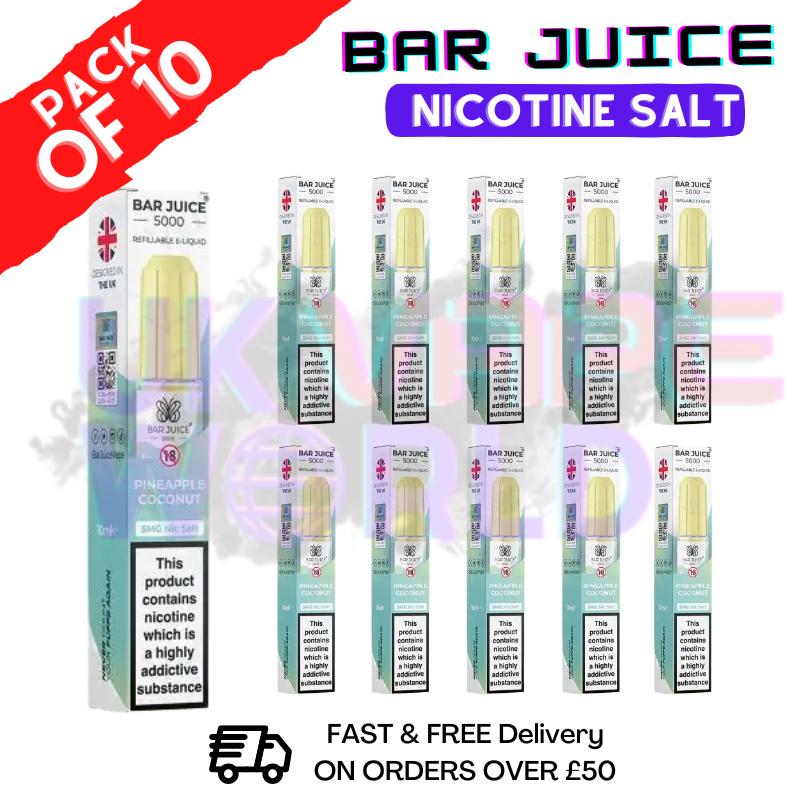Pineapple Coconut Bar Juice 5000 Nic Salt | Box of 10 | ONLY £15.99 - ukvapeworld