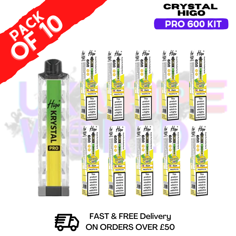 Pineapple ICE HIGO Crystal Pro 600 Puff Kits Box Of 10