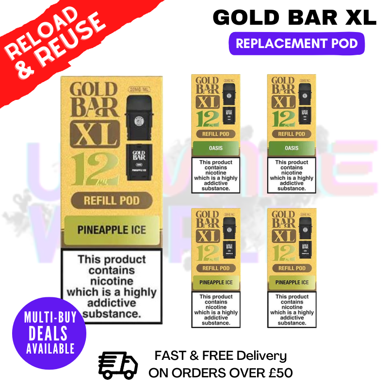 Pineapple Ice Gold Bar XL REFIL Pods Box Of 5 - ukvapeworld
