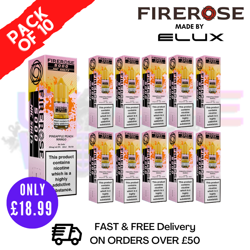 Shop Pineapple Peach Mango Firerose 5000 Nic Salt Box Of 10 - UK Vape World