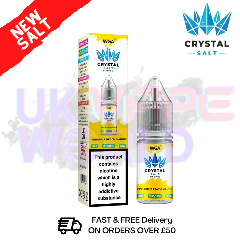 Shop Pineapple Peach Mango WGA Crystal Nic Salt | Lowest Price - UK Vape World 