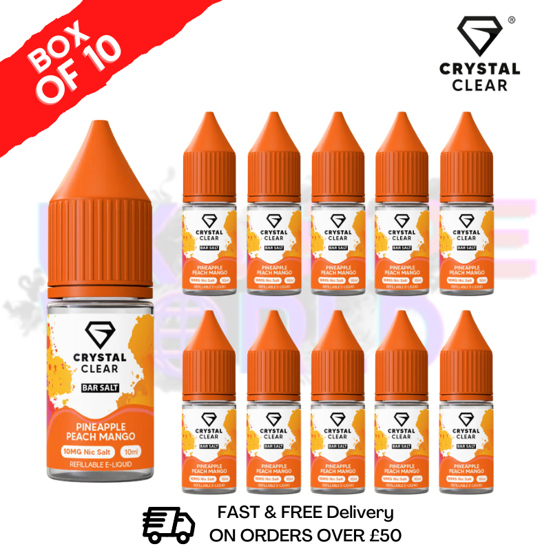 Pineapple Peach Mango Crystal Clear Nic Salt Box Of 10 - Only £17.99 - ukvapeworld