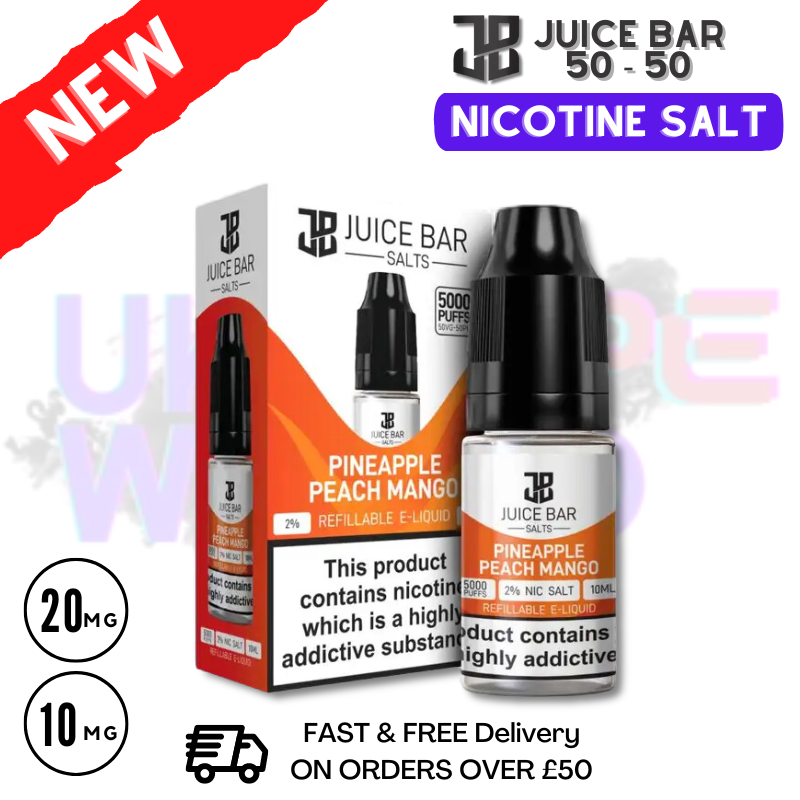 Shop Pineapple Peach Mango Juice Bar Nic Salt 10ML eLiquid Only £1.99 - UK Vape World