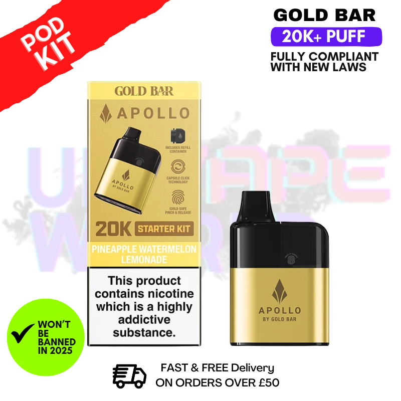 Pineapple Watermelon Lemonade Gold Bar Apollo 20K Prefilled Pod Kit