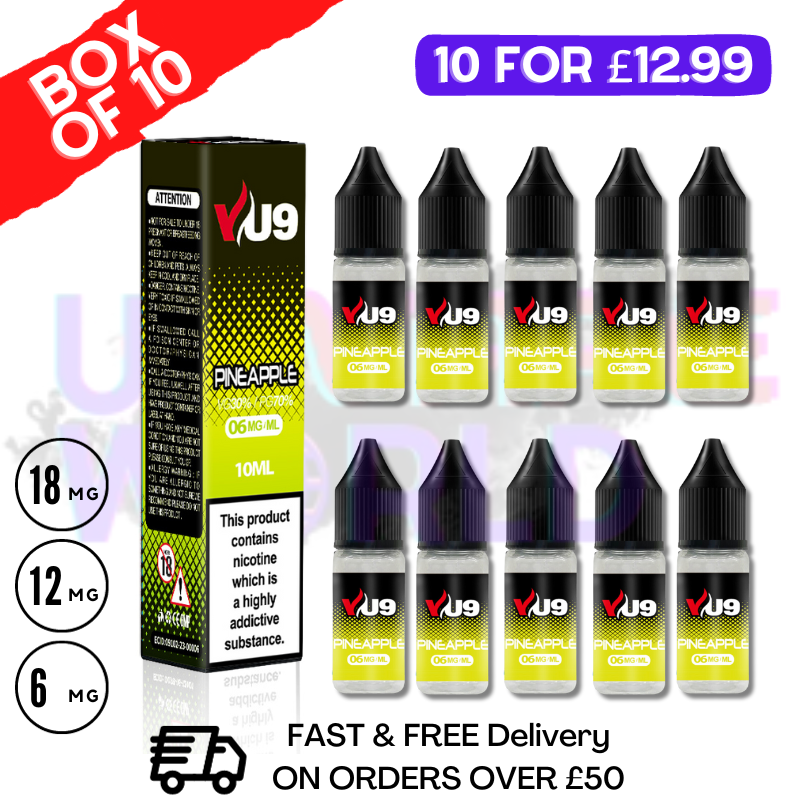 Pineapple VU9 E-Liquid Juice 10ml Nic Eliquid - 10 x 10ML Bundle - UK Vape World