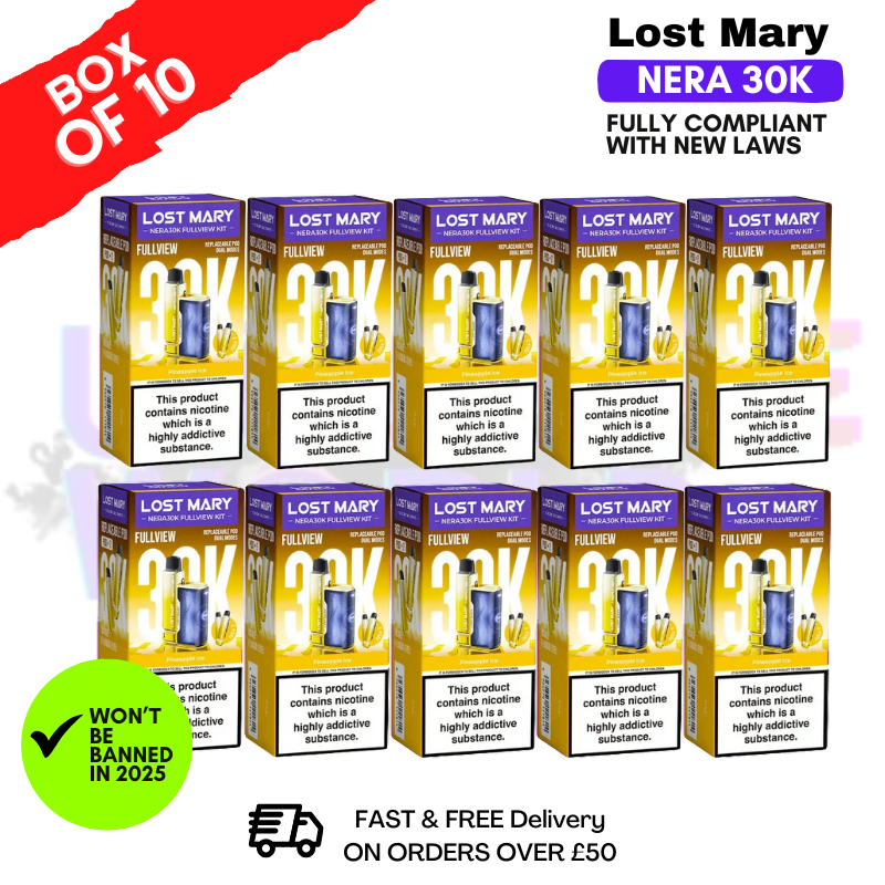 Shop Pineapple ICE Lost Mary NERA 30K Puff Box Of 10 - UK Vape World