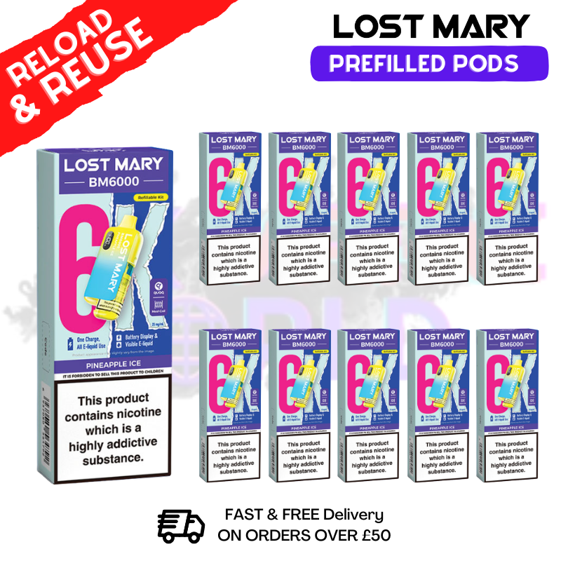 Pineapple ICE Lost Mary BM6000 Replacement Pods BOX OF 10