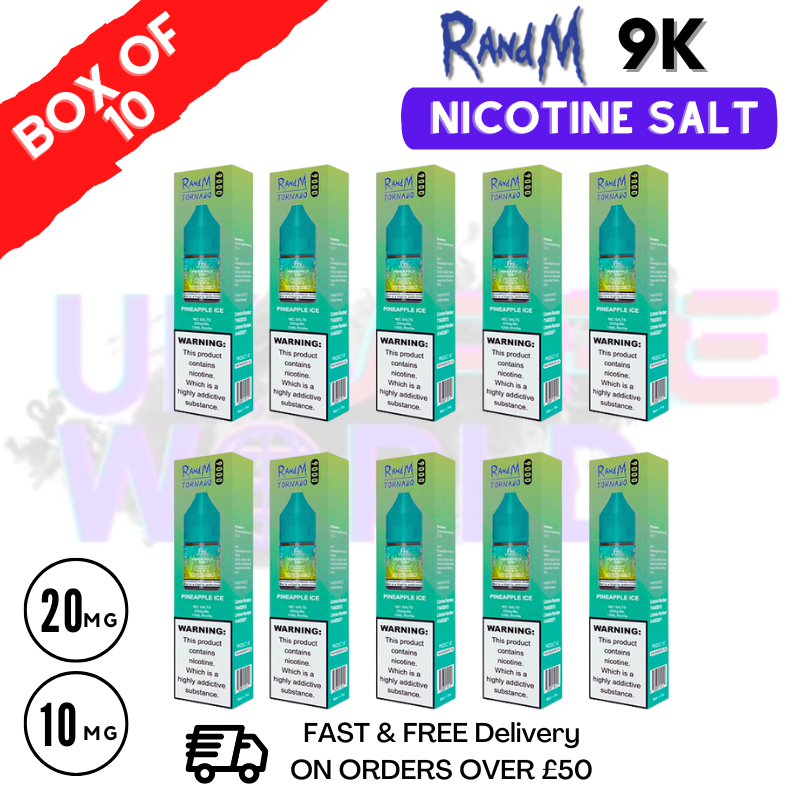 Shop Pineapple ICE RandM 9000 Tornado Nic Salt Pack / Box of 10 - UK Vape World