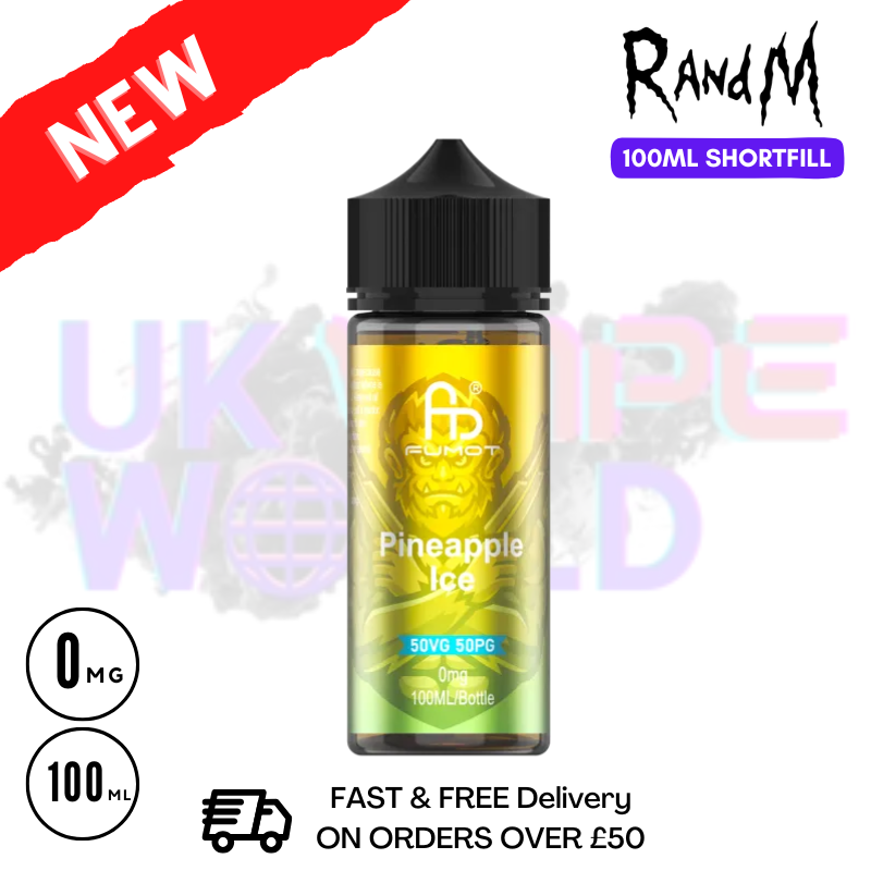 Pineapple Ice RandM 100ML Fumot Shortfill Eliquid - UK Vapeworld