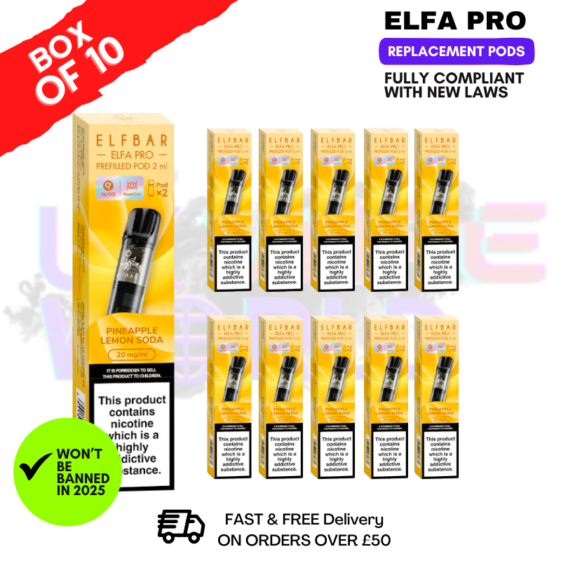 Pineapple Lemon soda Elf Bar Elfa Pro Prefilled Pod Box Of 10