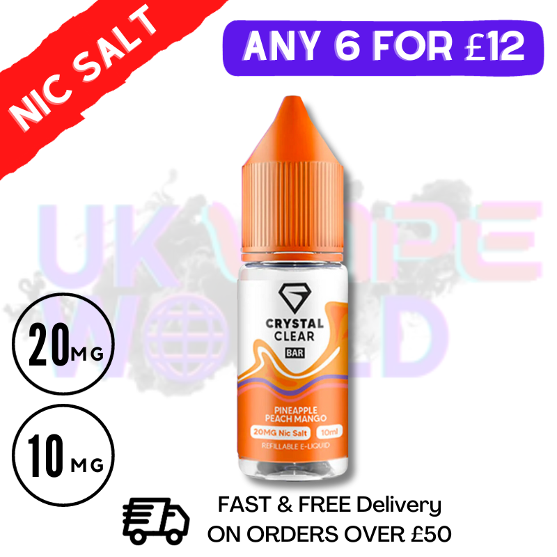 Shop Pineapple Peach Mango Crystal Clear Bar Nic 10ML Nicotine Salt eLiquid - UK Vape World