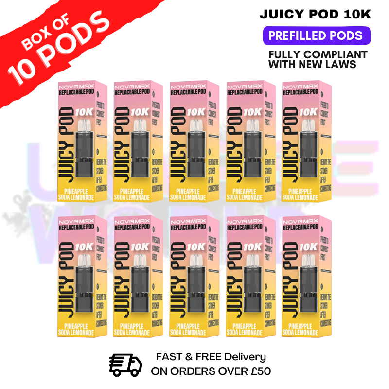 Pineapple Soda Lemonade Juicy Pod 10K Prefilled Pods Box Of 10