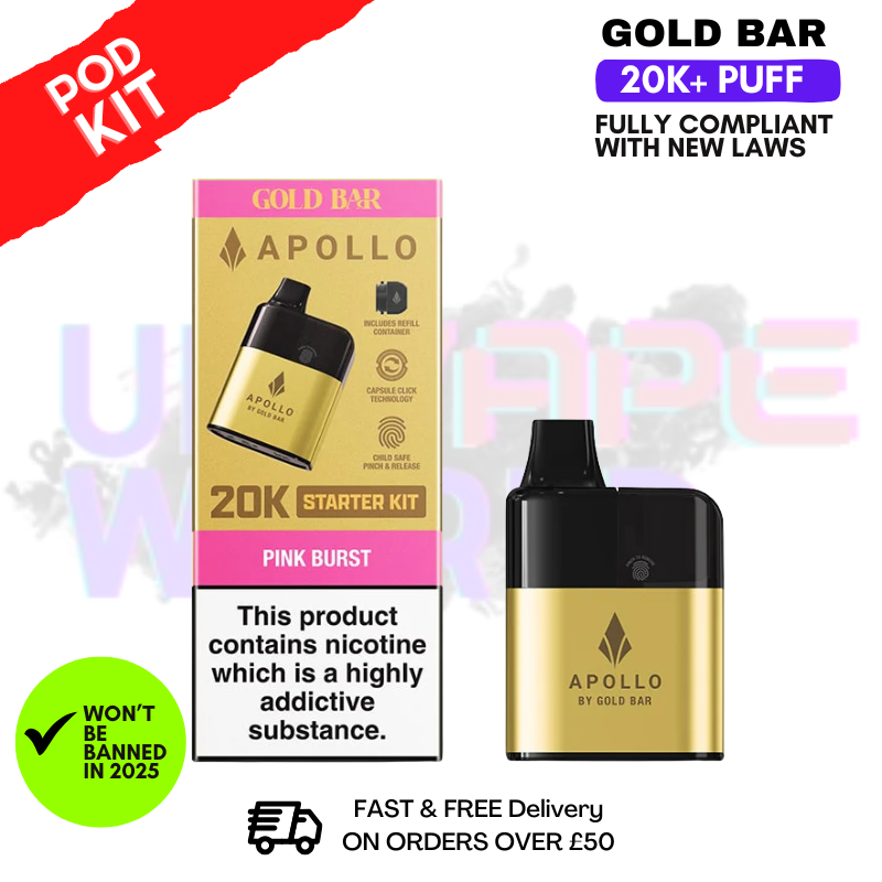 Pink Burst Gold Bar Apollo 20K Prefilled Pod Kit