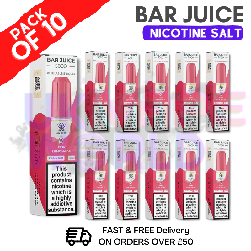Shop Pink Lemonade Bar Juice 5000 Nic Salt | Box of 10 | ONLY £15.99 - UK Vape World