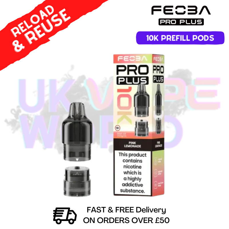 Pink Lemonade Feoba Pro Plus 10K Refil Pods - Only £5.85 - ukvapeworld