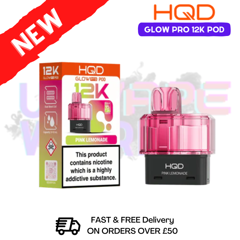 Pink Lemonade HQD Glow Pro 12K Puff Replacement Pods - ukvapeworld