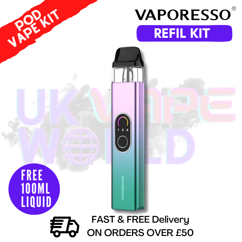 Shop Pink Mint Vaporesso Xros 4 Pod Vape Kit + Free 100ML Eliquid - UK Vape World