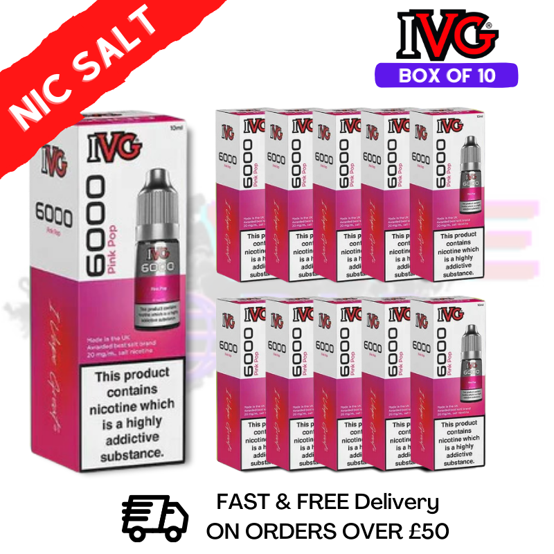 Shop Pink Pop IVG 6000 Box Of 10 Nic Salt - UK Vape World