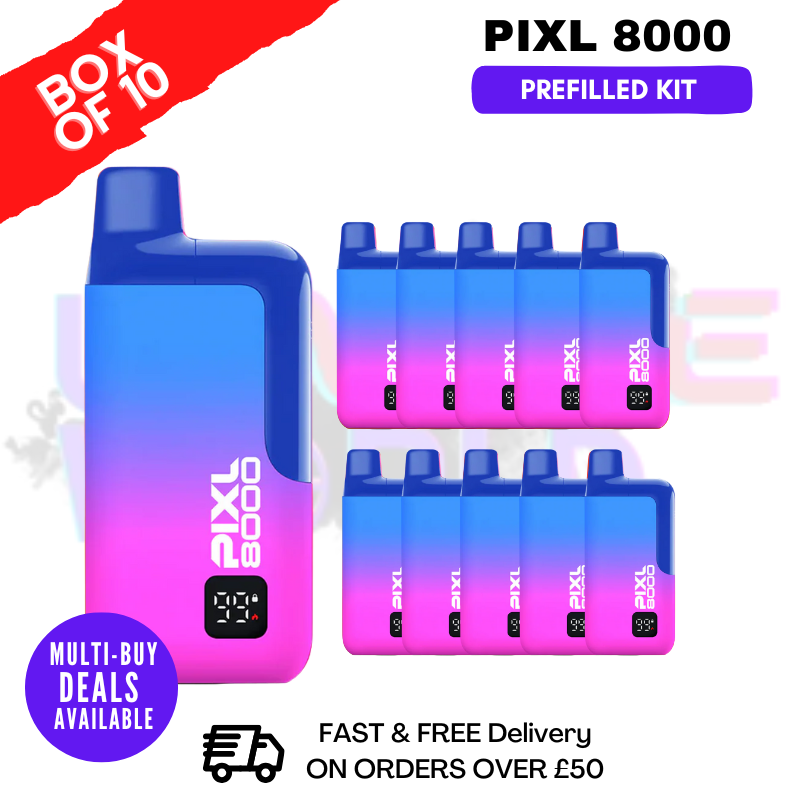 Pink Razz pixl 8000 Kits Box Of 10 - ukvapeworld