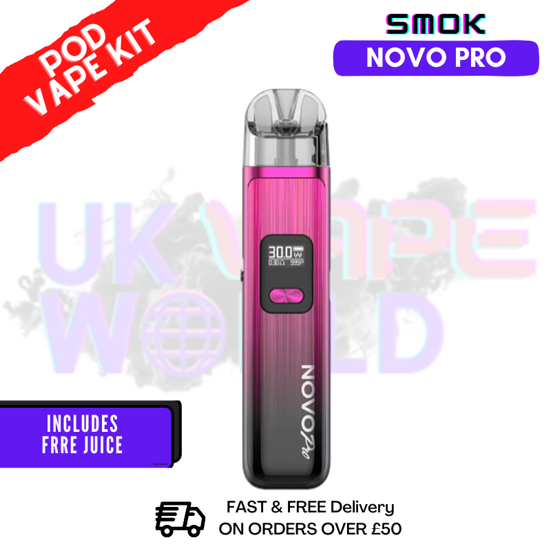 Pink Black Smok Novo Pro Pod Kit + Free Nic Salt