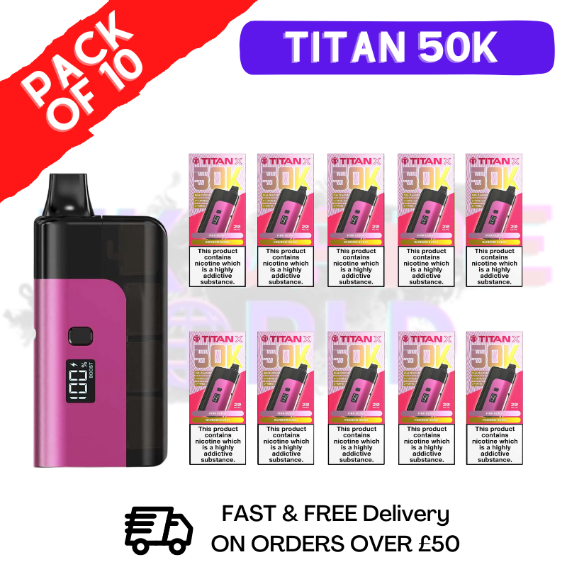 Pink Burst Titan X 50000 Puff Pod Kit Box Of 10 - ukvapeworld