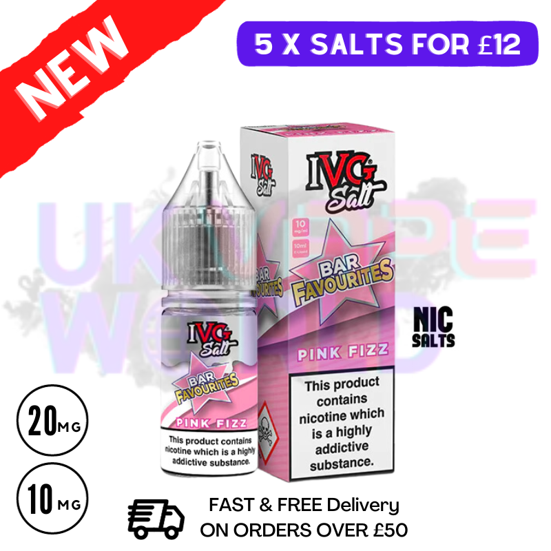Pink Fizz IVG "Bar Favourites" Salt 10ml Nic Eliquid - UK Vape World