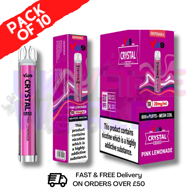 Shop Pink Lemonade - Crystal Bar Puffs 600 VU9 Box Of 10 - UK Vape World