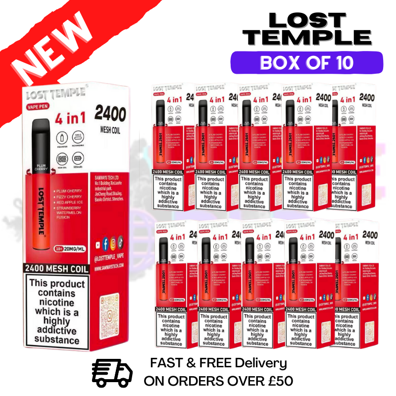 Plum Cherry - Lost Temple 2400 Puff Bar Box Of 10 - UK Vape World