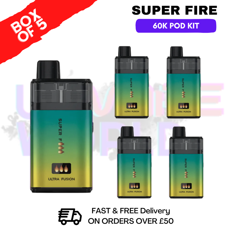 Shisha Edition SuperFire 60K Ultra Fusion Box Of 5 - ukvapeworld