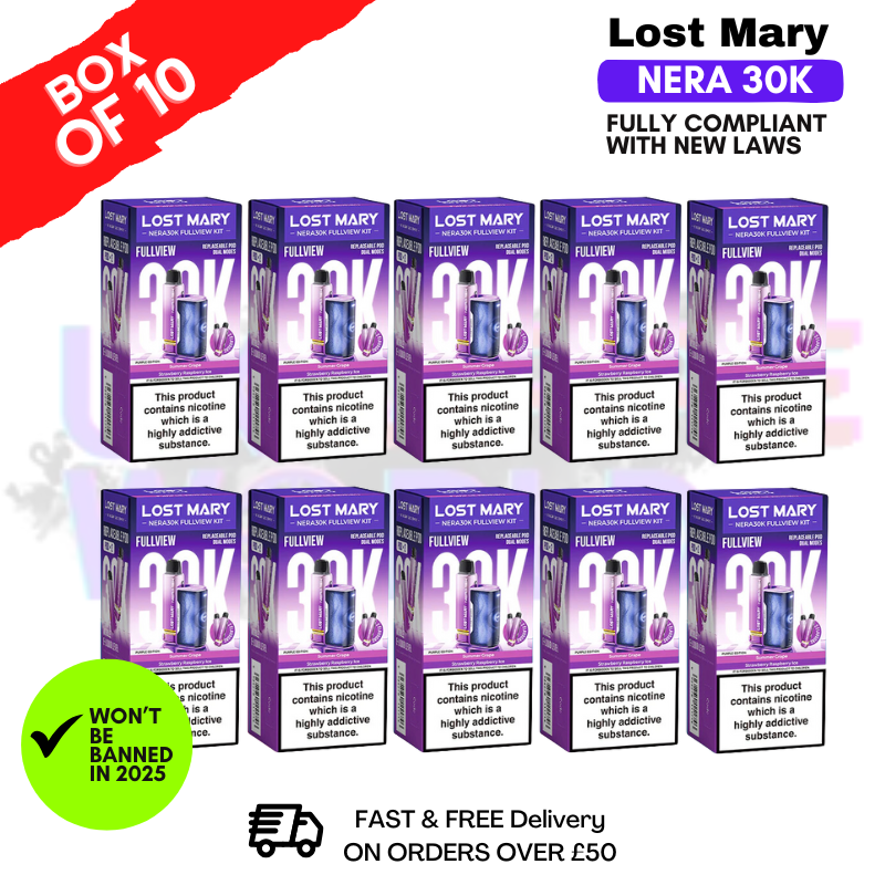 Shop Purple Edition Lost Mary NERA 30K Puff Box Of 10 - UK Vape World