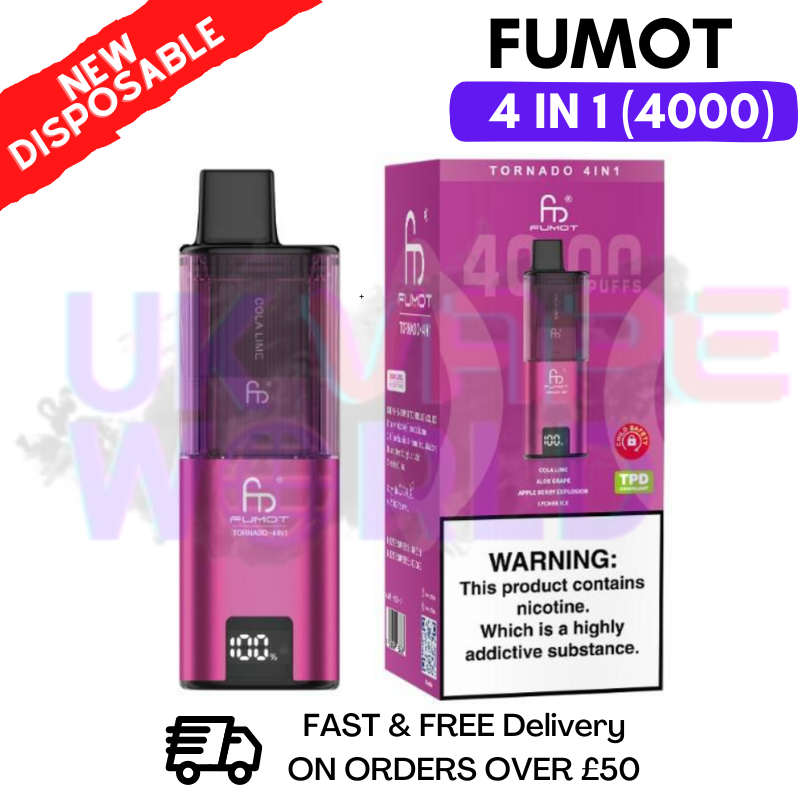 Shop Purple Red Edition Fumot Tornado 4000 Puff Disposable Vape Kit - UK Vape World