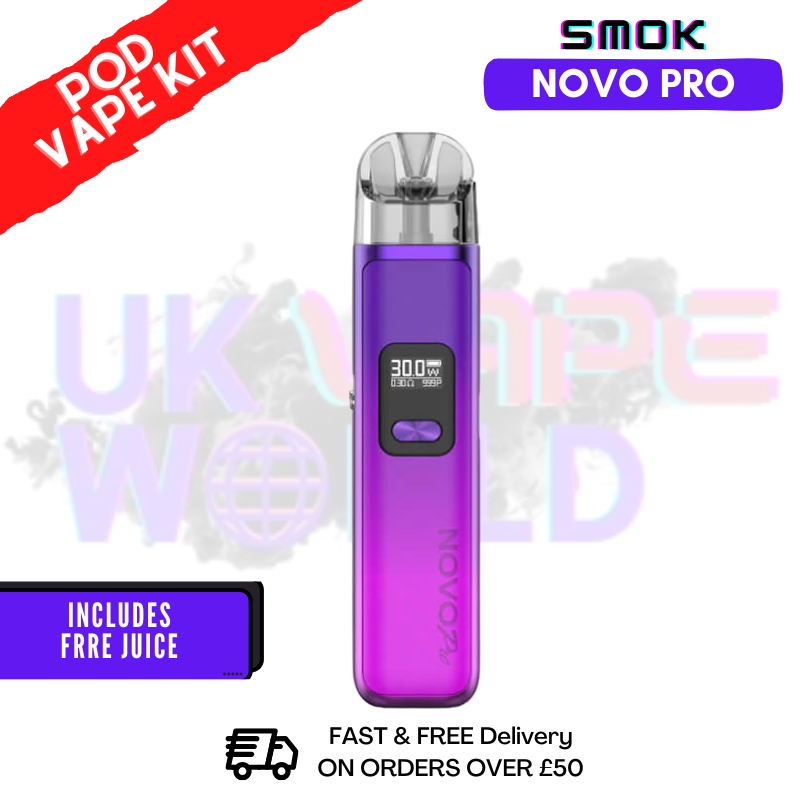 Purple Pink Smok Novo Pro Pod Kit + Free Nic Salt