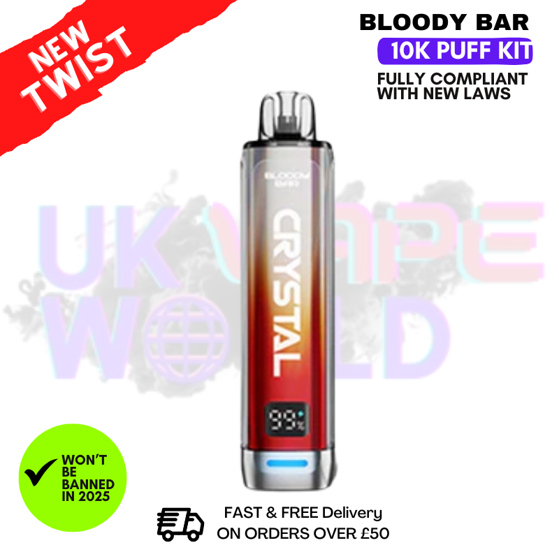 Bloody Bar Crystal Raspberry Peach 10K Puff Pod Kit