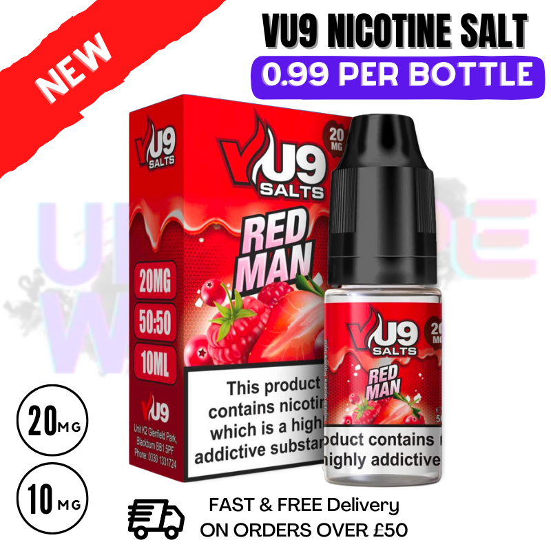 Shop Red Man Nic Salt 10ml Nicotine E Juice by VU9 - 99p Eliquid - UK Vape World