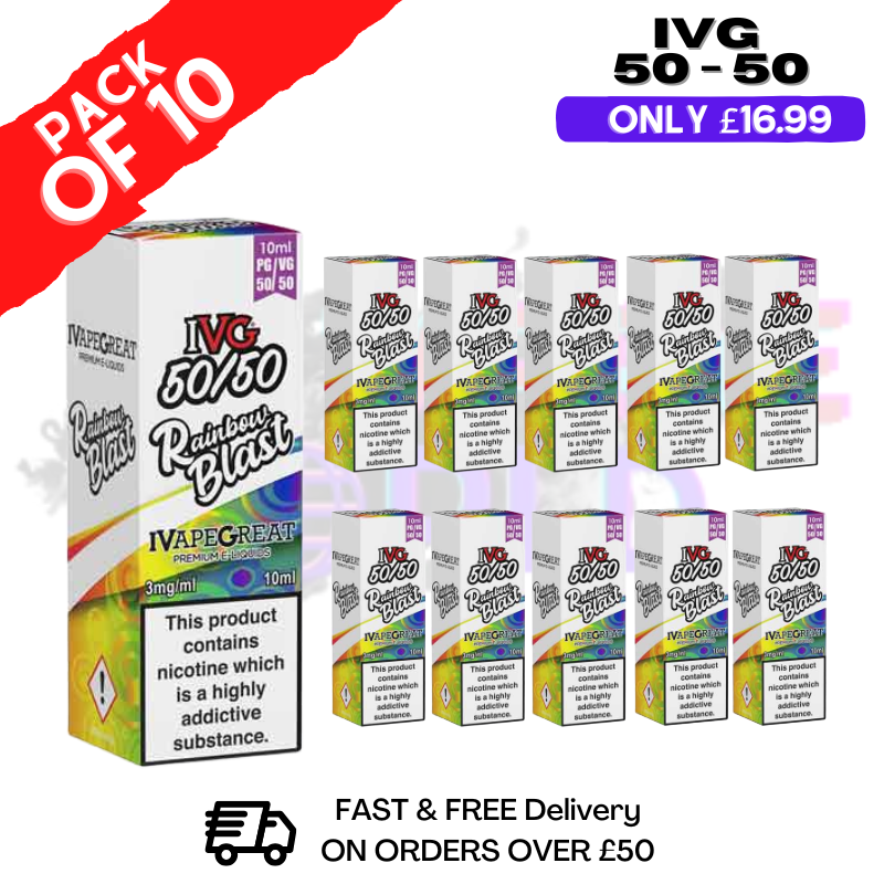 Rainbow Blast IVG 50/50 Eliquid Box Of 10