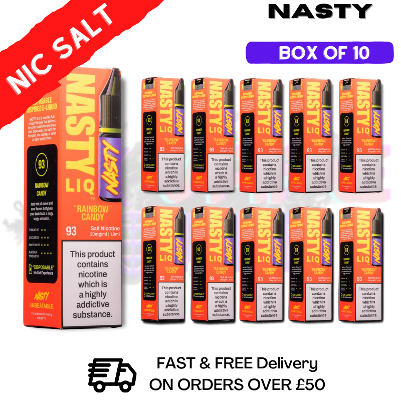 Shop Rainbow Candy - NastyLiq Nic Salt Box Of 10 - UK Vape World
