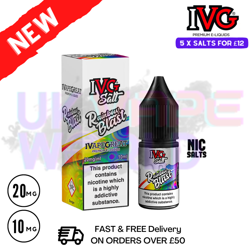Rainbow Blast IVG Salt 10ml Nic Eliquid - UK Vape World