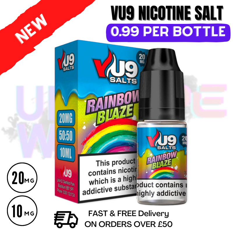 Shop Rainbow Blaze Nic Salt 10ml Nicotine E Juice by VU9 - 99p Eliquid - UK Vape WOrld
