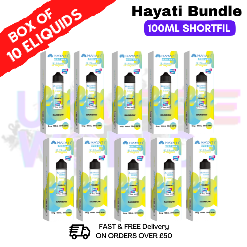 Rainbow Hayati 100ML Box Of 10 + Free NicShots