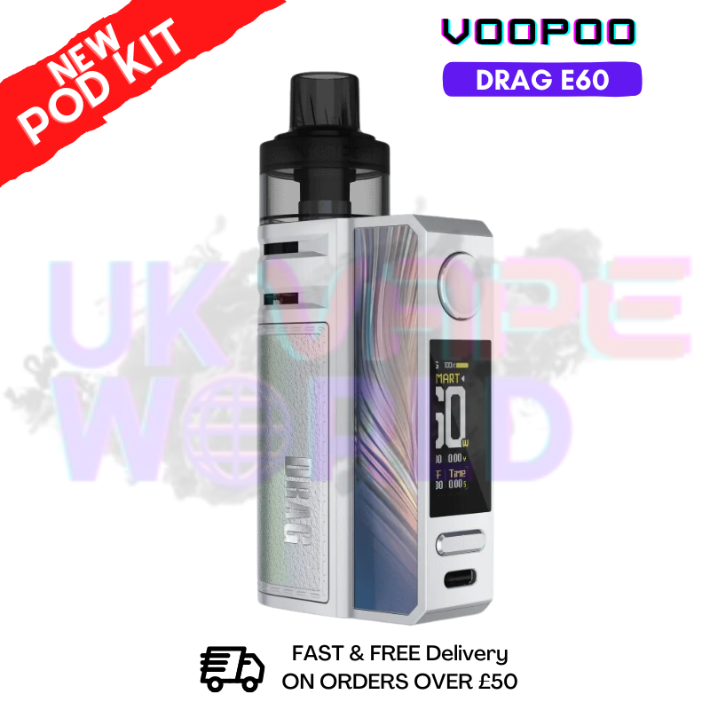 Shop Rainbow Silver Voopoo Drag E60 pod Kit + Free Nicsalt - ukvapeworld